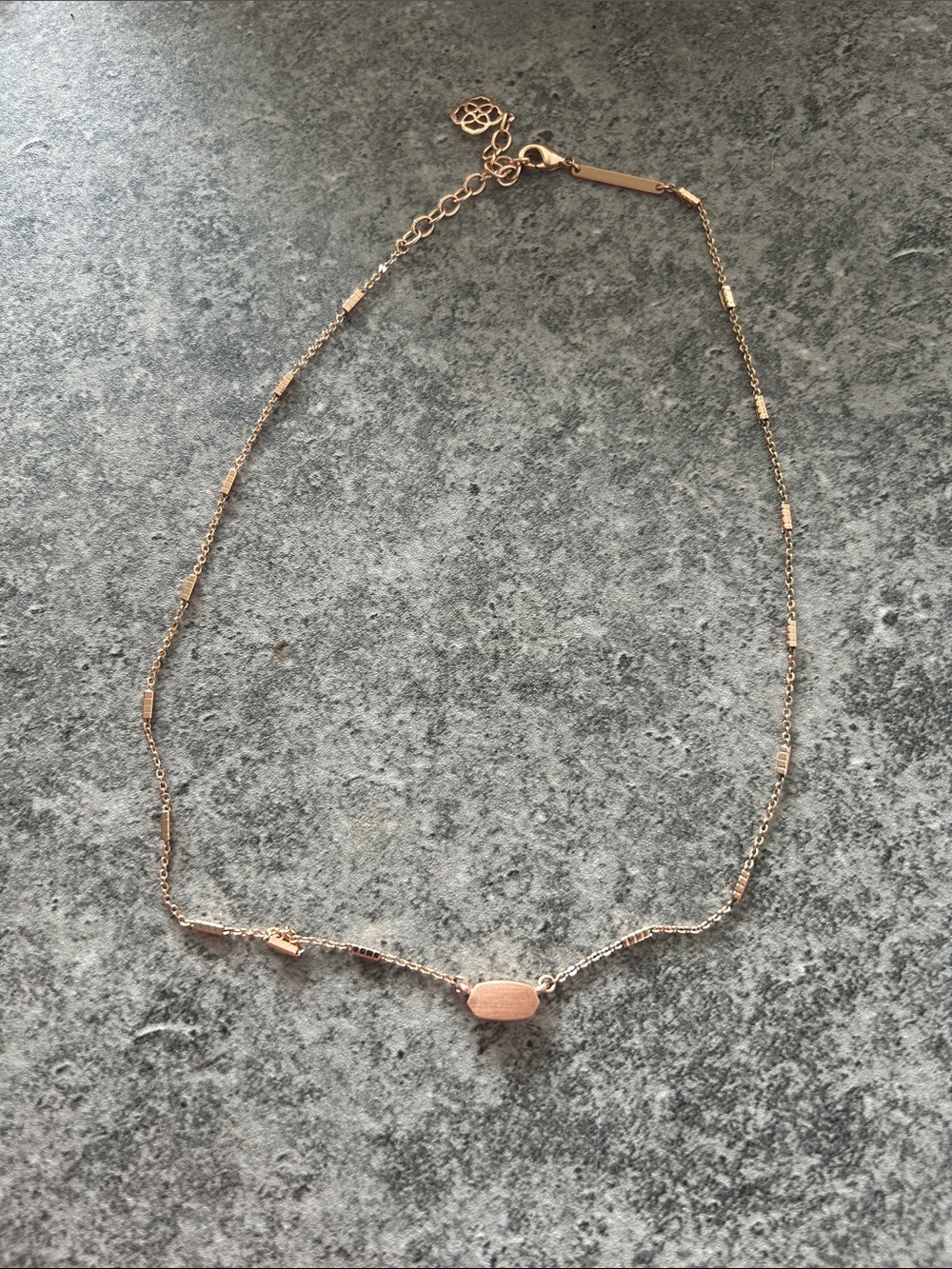 Kendra Scott Rose Gold Bar Necklace - Subtle Plate Pendant